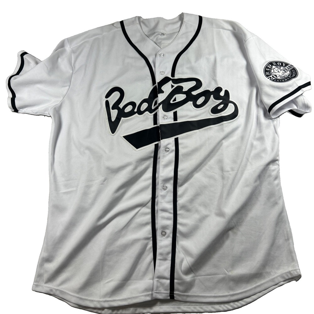 Bad Boy Entertainment Hip Hop Baseball Jersey Shirt Biggie 10 White Size 3XL
